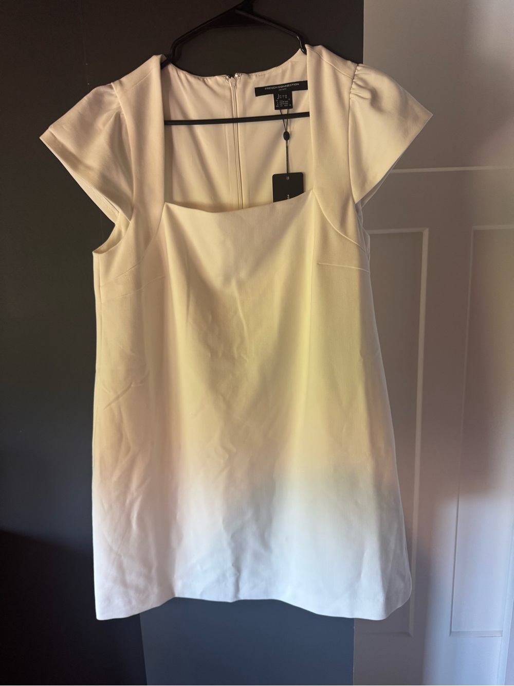 French Connection White Square-Neck Cap-Sleeve Dress